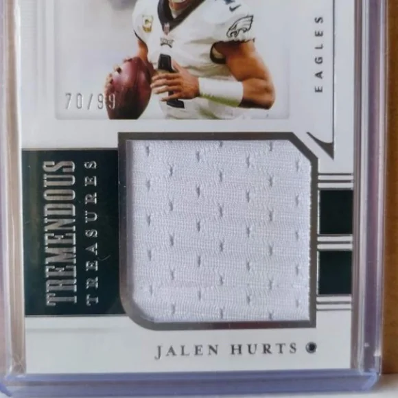 🏈🏆Jalen Hurts "Tremendous Treasures White Patch - 70/99 Insert" Card🏆🏈 - Picture 4 of 5